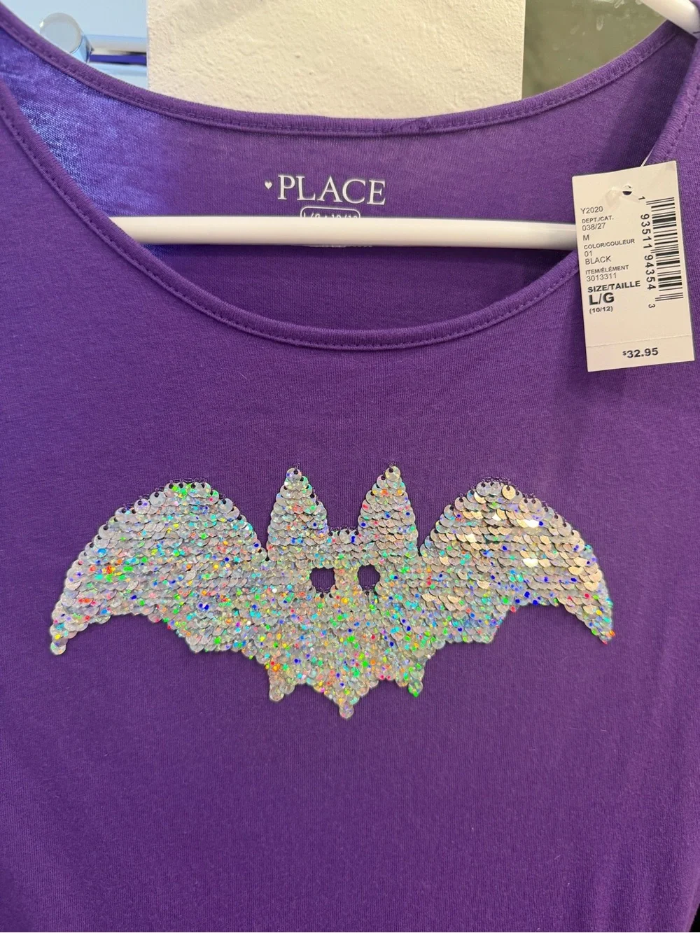 The Children's Place Purple & Black Sequin Bat Dress